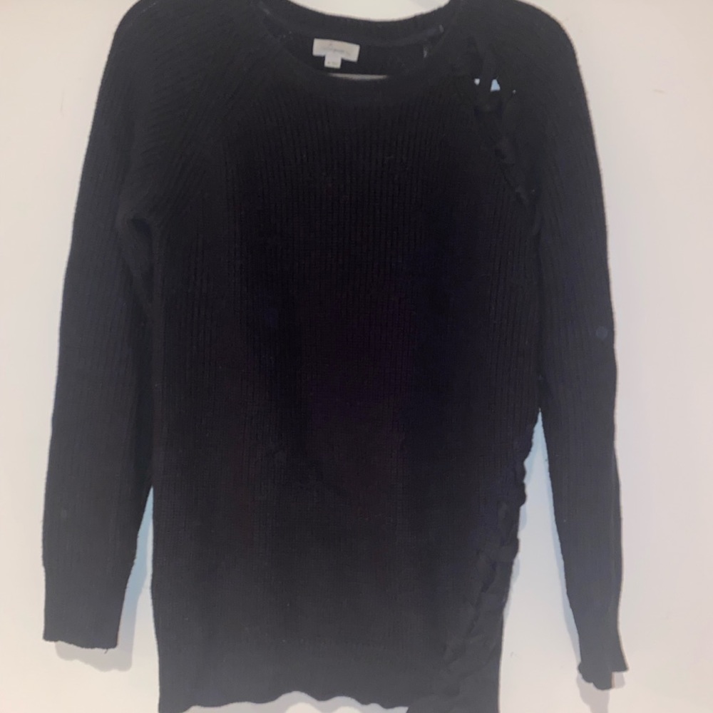 Black side lace up sweater, size medium